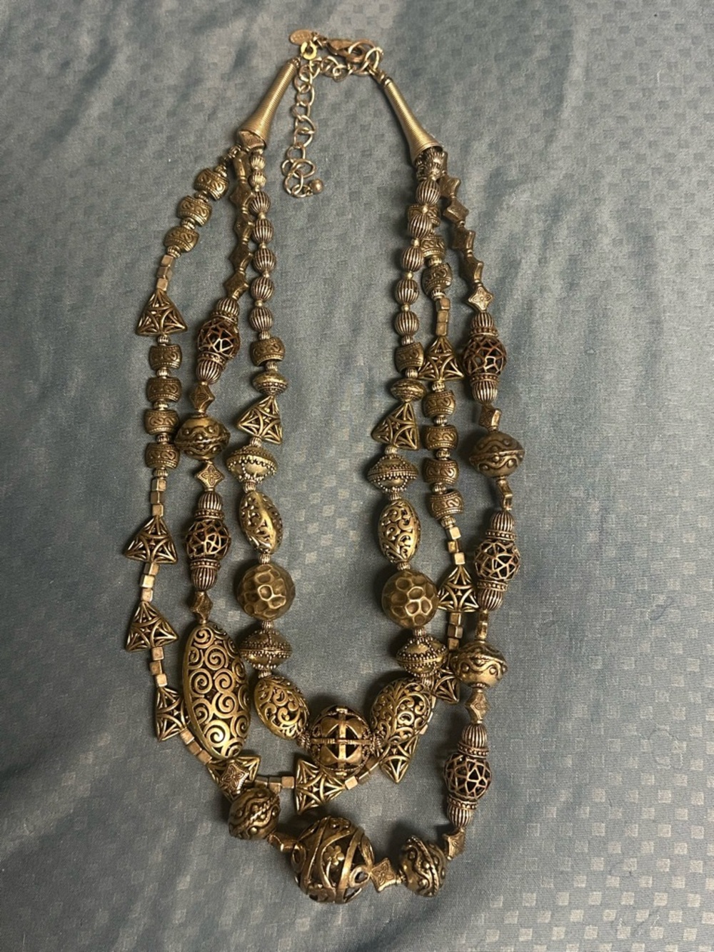 Silver-Tone Beaded Statement Necklace